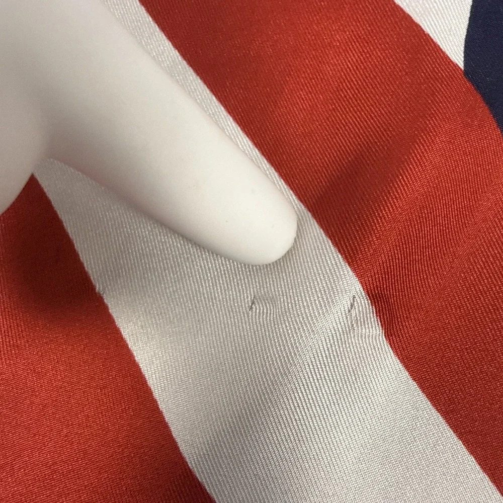 Laure Ralph Lauren Nautical Striped Silk Scarf Red White Blue 36.5